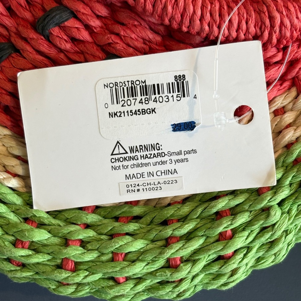 Nordstrom Watermelon Straw Crossbody Bag | Red Green Gingham | NWT - Picture 8 of 10